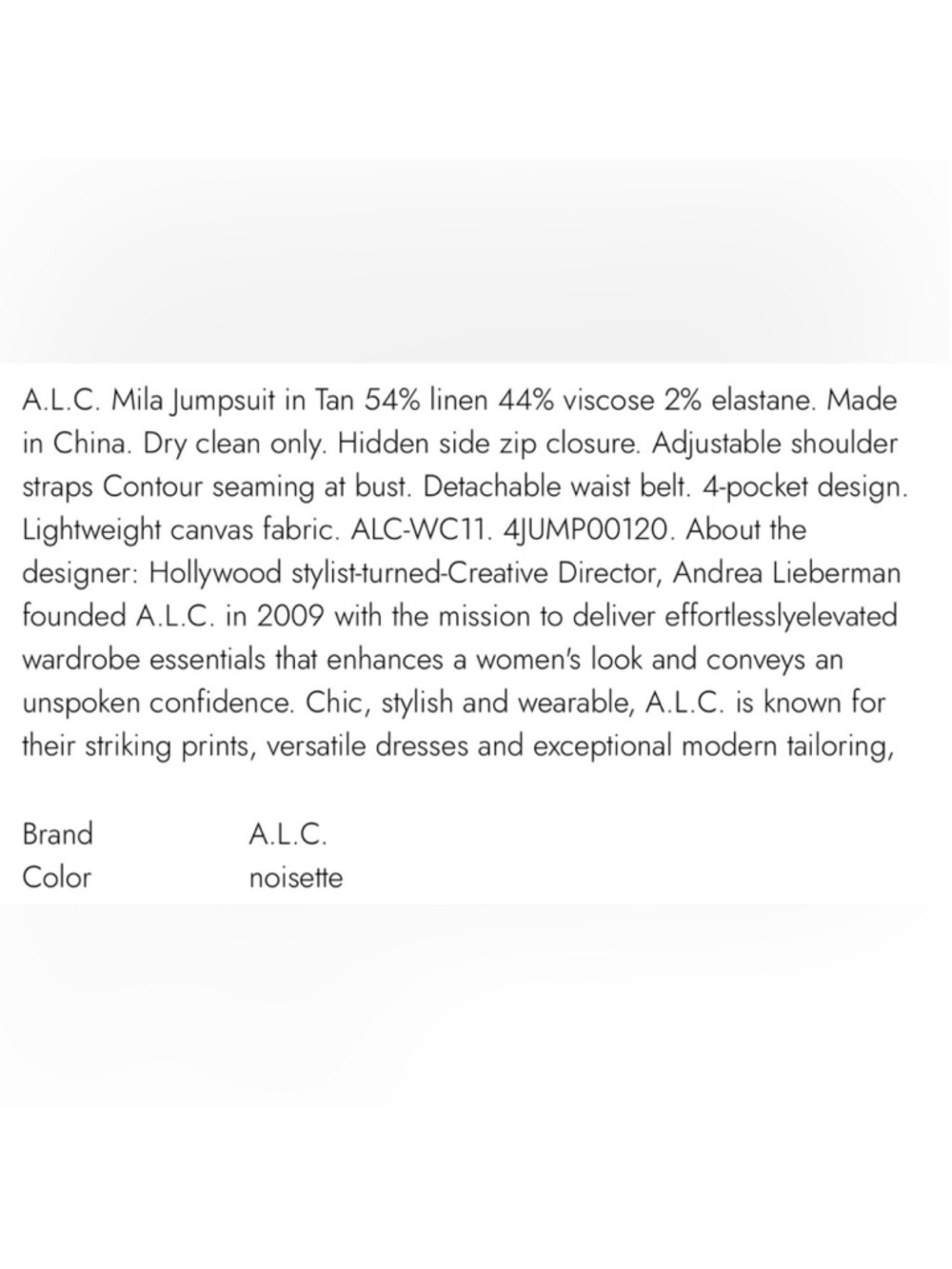 A.L.C. Mila Tan Jumpsuit, Noisette - Picture 5 of 11